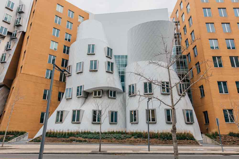 Frank Gehry Building 32 on MIT campus showing deconstructionist architecture an example of one of the best STEM colleges