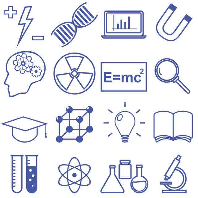 Engineering symbols for electricity, chemistry, physics, and STEM education