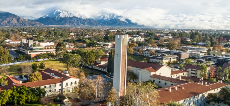 photos of a college consortium campus with mountains in the background